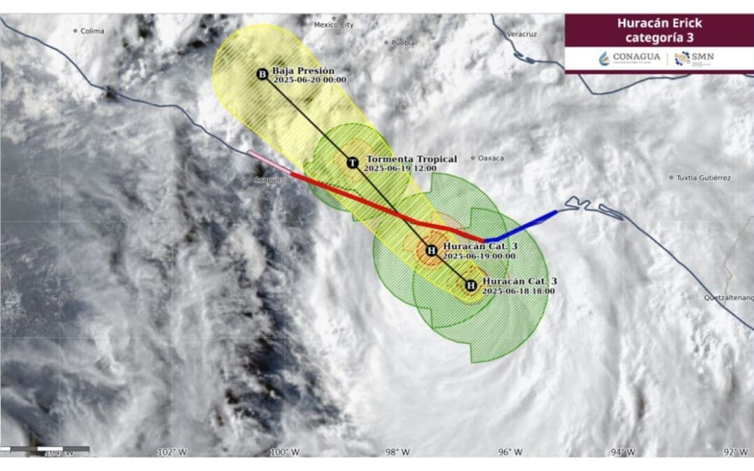 ‘Erick’ toca tierra como Huracán categoría 3 en Oaxaca