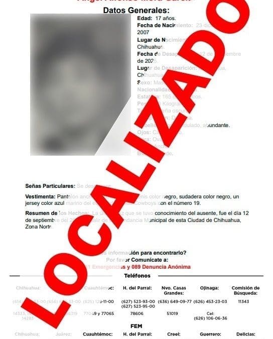 Localizan a adolescente que se había fugado de un centro de rehabilitación