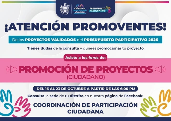 Invita municipio a participar en los foros de promoción de proyectos del presupuesto participativo 2026