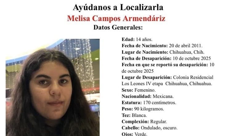 Alerta: buscan a adolescente desaparecida en la colonia Los Leones