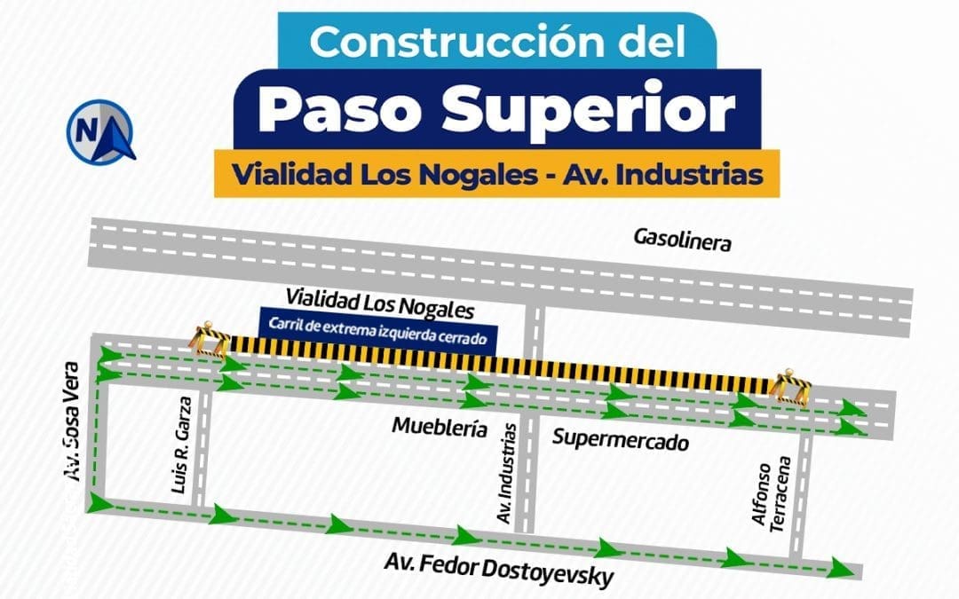 ¡Precaución! Reducirán circulación en Los Nogales por construcción del Paso Superior