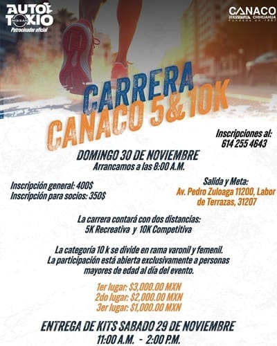 Llega la gran carrera CANACO 5k y 10 k