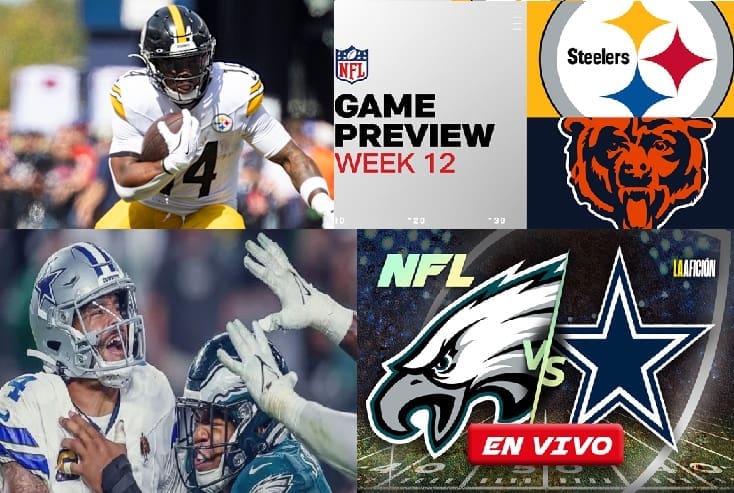 Steelers vs Bears y Cowboys vs Eagles en la semana 12 de la NFL