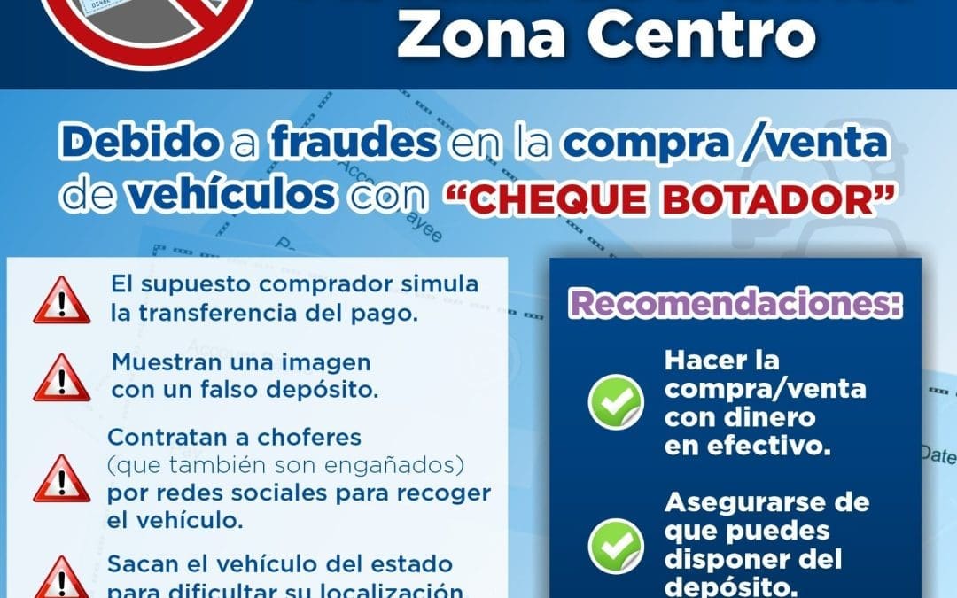 Alerta Fiscalía Zona Centro por fraudes con «cheque botador»