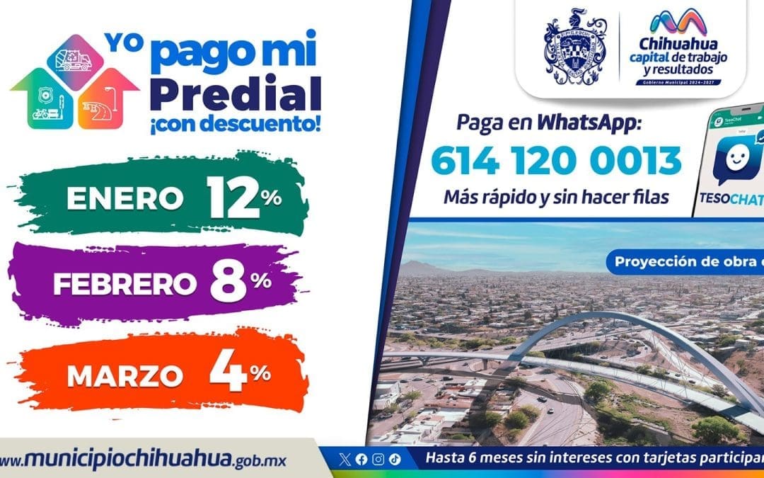 Ofrecerá Municipio 12% de descuento en el Predial durante enero