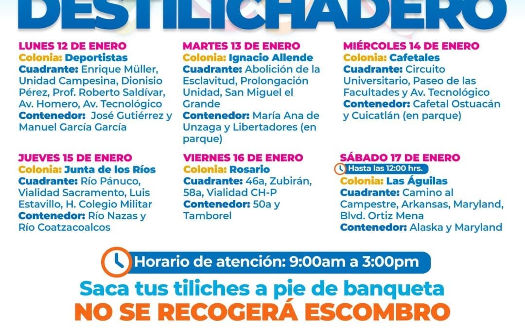 Destilichadero llegará a seis colonias de Chihuahua del 12 al 17 de enero