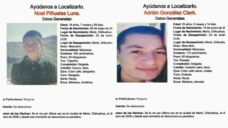 Desaparecen 2 jóvenes en Moris; FGE investiga posible relación con crimen organizado  