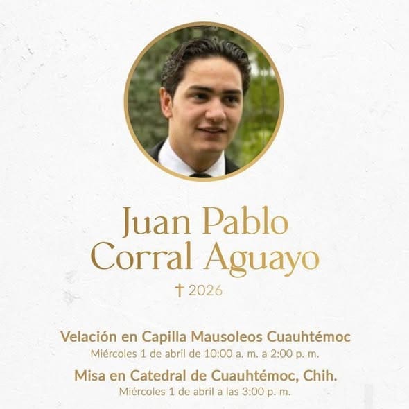 Velarán a Juan Pablo, hijo de Luis Antonio Corral este miércoles