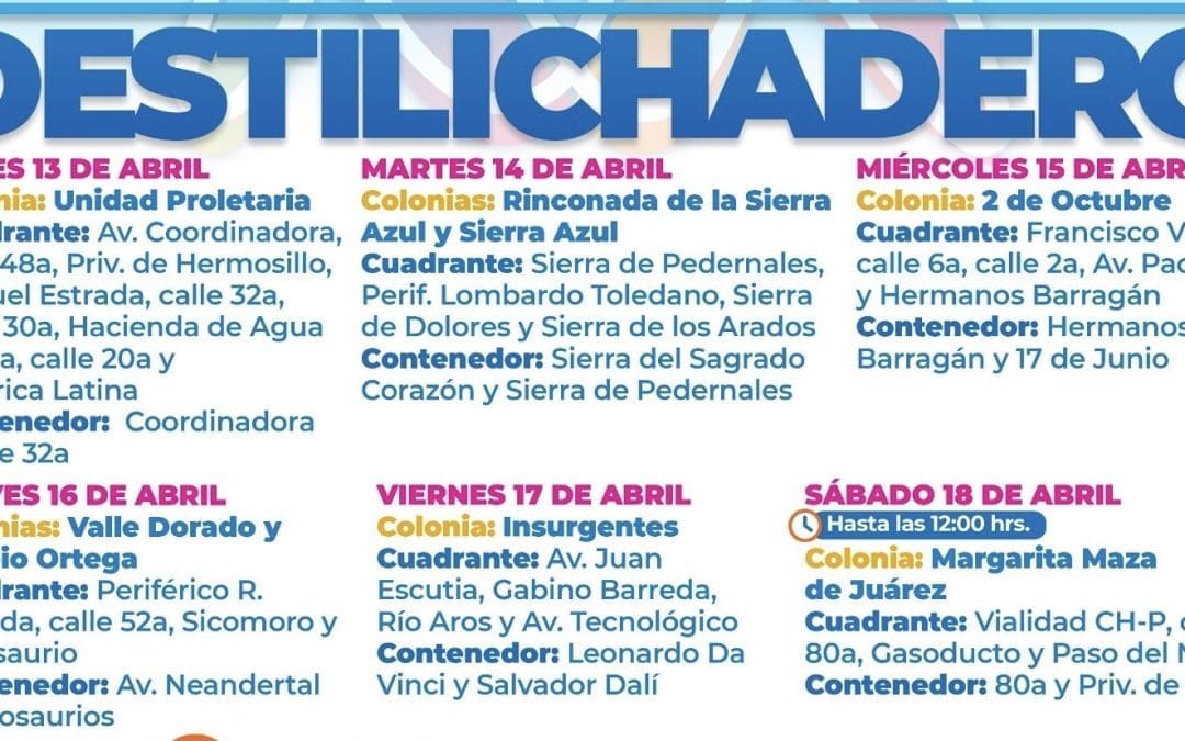 El Destilichadero visitará ocho colonias de la ciudad