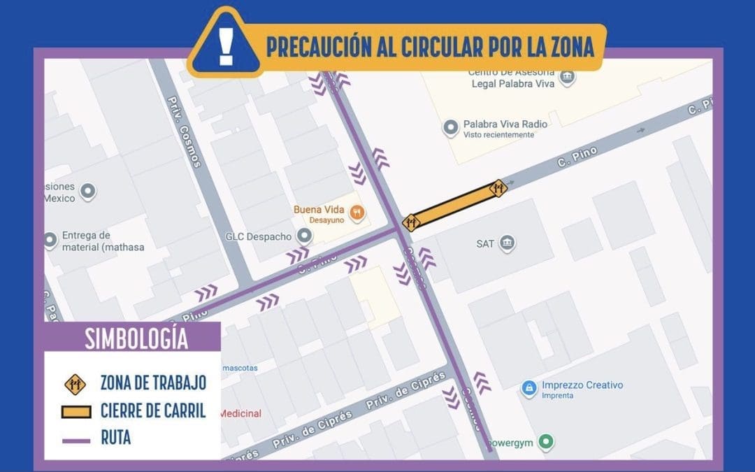 Cerraran crucero de Pino y Cosmos por reparacion de drenaje