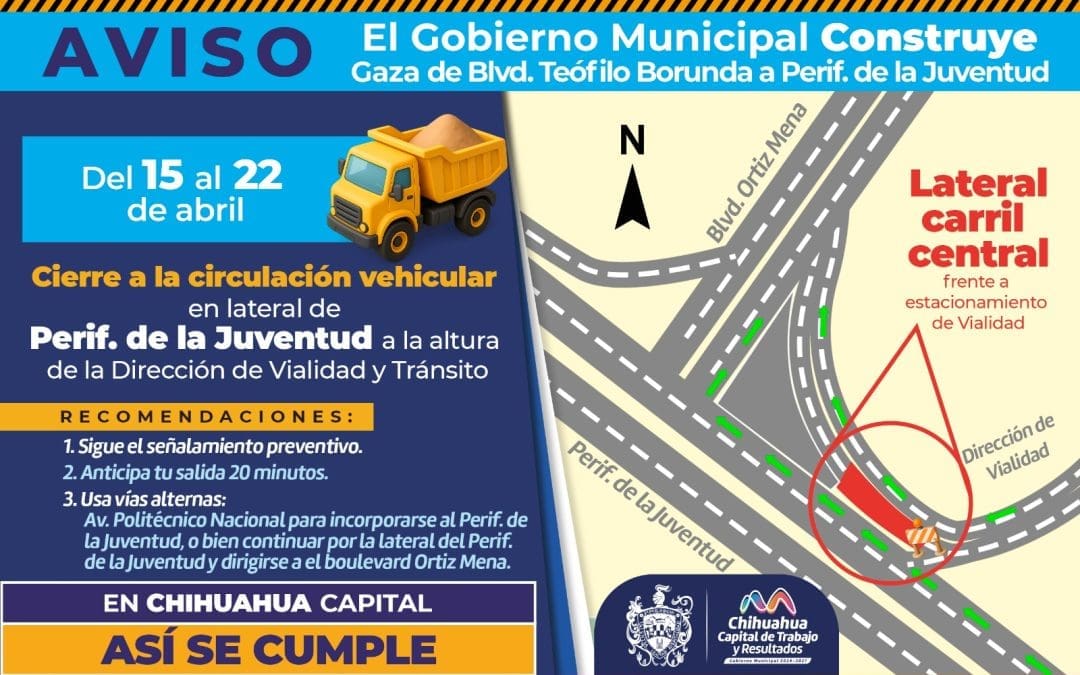 ¡Tómalo en cuenta! Cerrarán circulación en lateral del Juventud