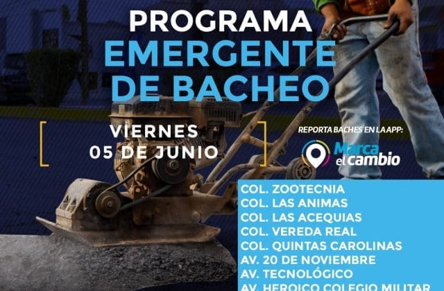 En ocho colonias del municipio se bachearán calles
