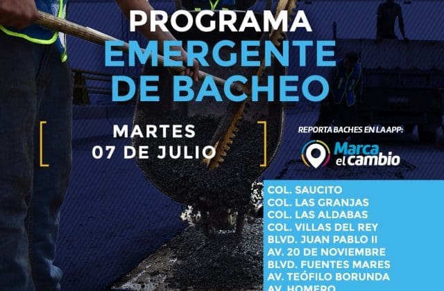 Estas son las zonas donde habrá bacheo este martes 7 de julio en Chihuahua