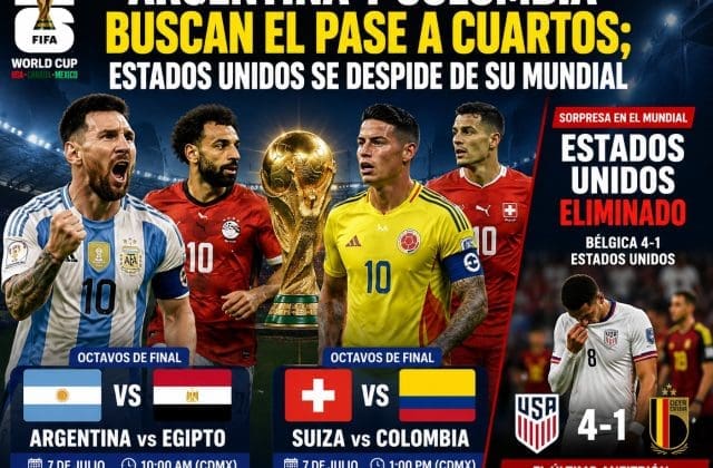 Argentina y Colombia buscan el pase a cuartos