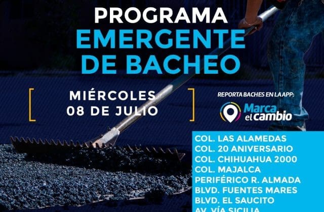 Realizará Municipio trabajos de bacheo en ocho sectores de la ciudad