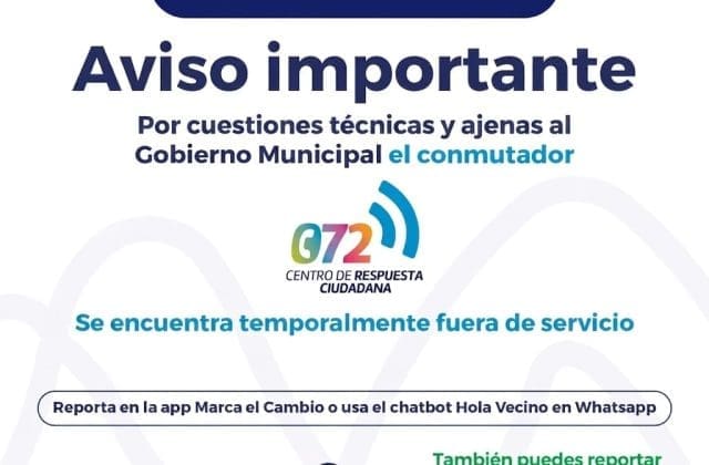 Falla eléctrica deja temporalmente fuera de servicio el conmutador 072