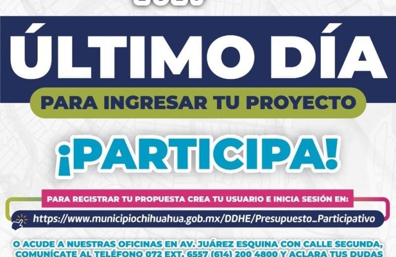 Hoy concluye el registro de proyectos para el Presupuesto Participativo 2027